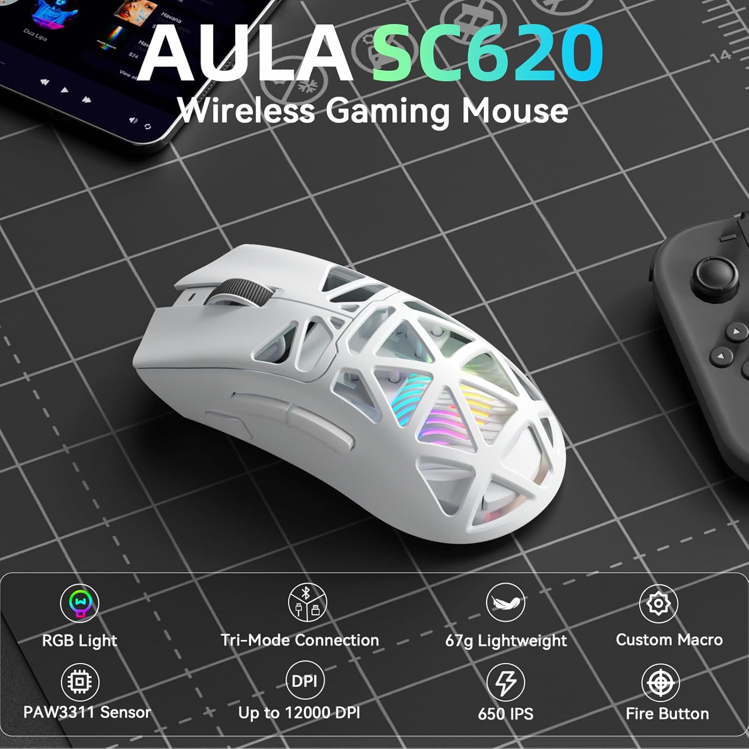 AULA SC620 draadloze muis bedr - Esports Gaming Mouse Weight Adjustable recensie en prijs
